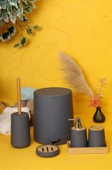 GRİ BAMBU 6 PARÇA BANYO SETİ