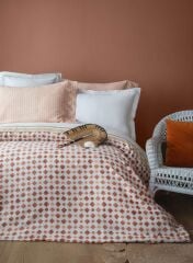 KUTUSUZ TERRA TERRACOTA TENSEL SATEN BASKI ÇİFT KİŞİLİK NEVRESİM/YASTIK KILIFI(2ADET)