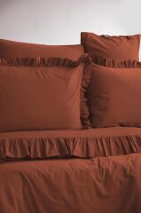 FRILL KİREMİT %100 PAMUK YIKAMA ÇİFT KİŞİLİK NEVRESİM TAKIMI