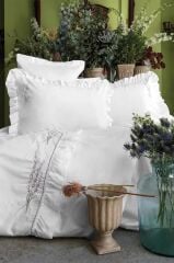 LAVANDA NAKIŞLI 300TC SATEN ÇİFT KİŞİLİK NEVRESİM TAKIMI