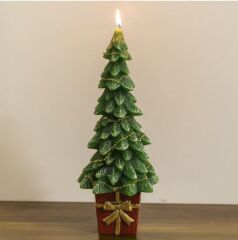 YILBAŞI ÇAM AĞACI DEKOR/MUM 13X13X32CM