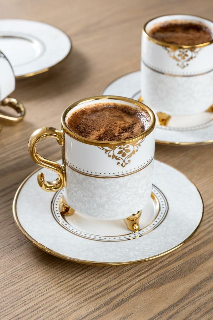 ALMİRA BEYAZ ALTIN TEK KİŞİLİK TÜRK KAHVESİ FİNCANI