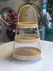 SENTETİK HASIR BEJ 3 KATLI OVAL SUNUMLUK 50CM
