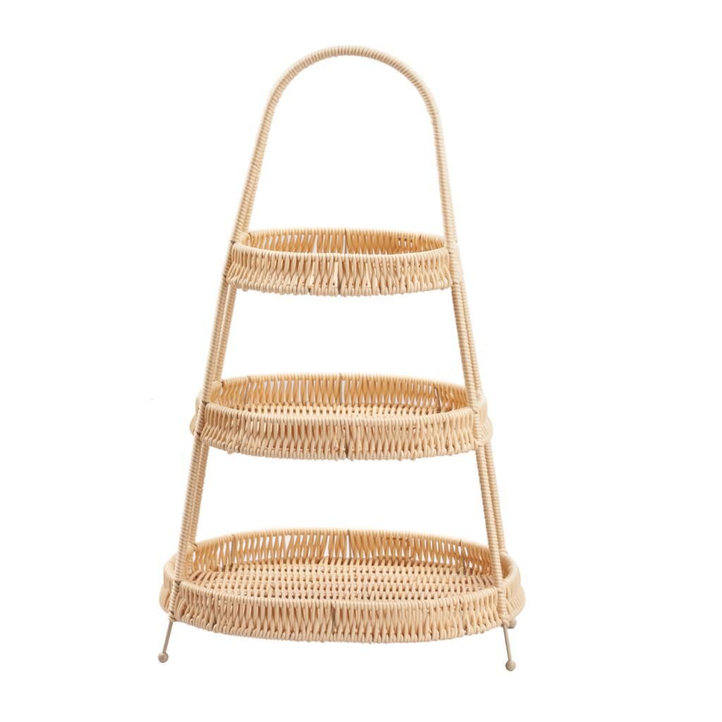 SENTETİK HASIR BEJ 3 KATLI OVAL SUNUMLUK 50CM