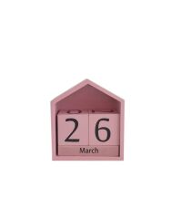 AHŞAP DEKORATİF TAKVİM KÜÇÜK EV PEMBE