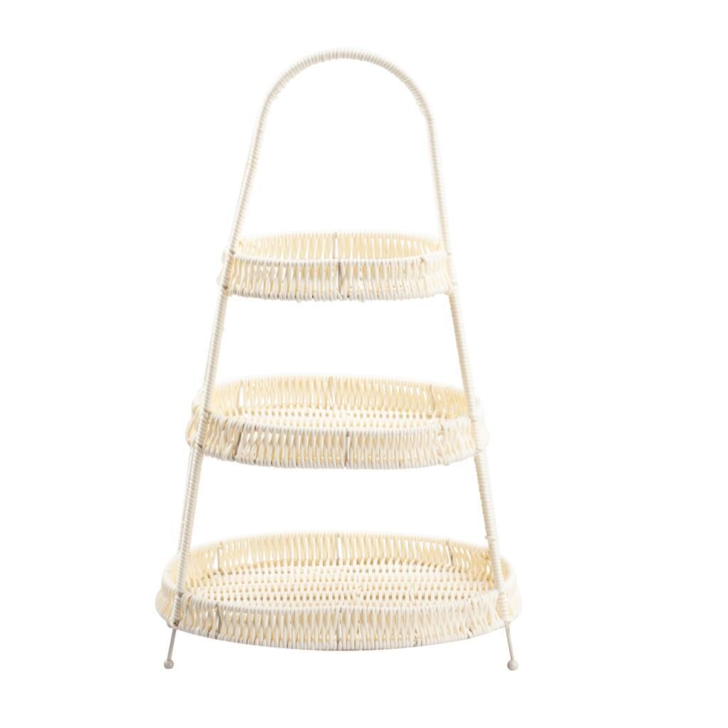 SENTETİK HASIR KREM 3 KATLI OVAL SUNUMLUK 50CM