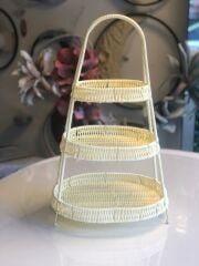 SENTETİK HASIR KREM 3 KATLI OVAL SUNUMLUK 50CM