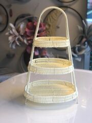 SENTETİK HASIR KREM 3 KATLI OVAL SUNUMLUK 50CM