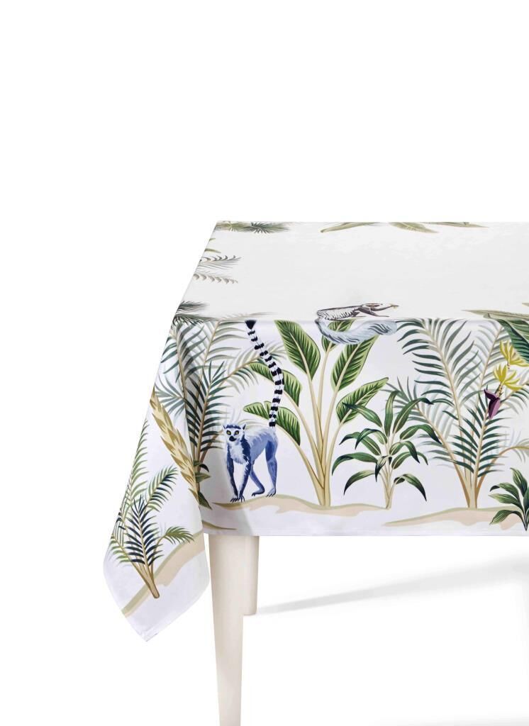 BEYAZ TROPİK SAFARİ MASA ÖRTÜSÜ 150X150CM