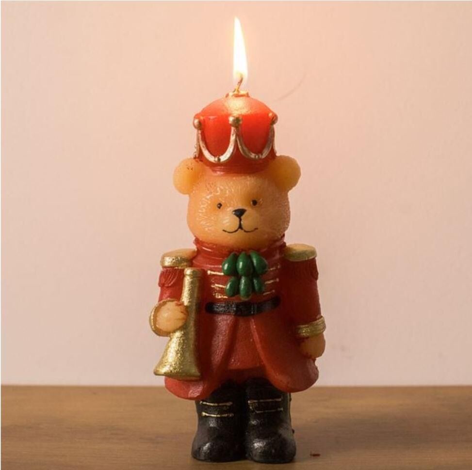 YILBAŞI ASKER TEDDY AYI DEKOR/MUM 8X9X18CM