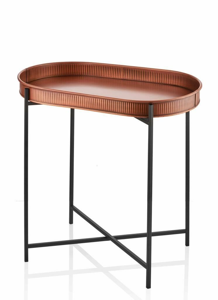 BAKIR GALVENİZ OVAL SEHPA 56x32 CM