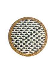 BALIK DESEN SEDEFLİ RATTAN SUPLA/DEKORATİF TEPSİ 30CM
