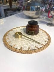 KREM SEDEFLİ RATTAN SUPLA/DEKORATİF TEPSİ 30CM