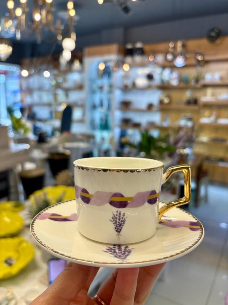 LAVANDER MOR TEK KİŞİLİK TÜRK KAHVESİ FİNCANI