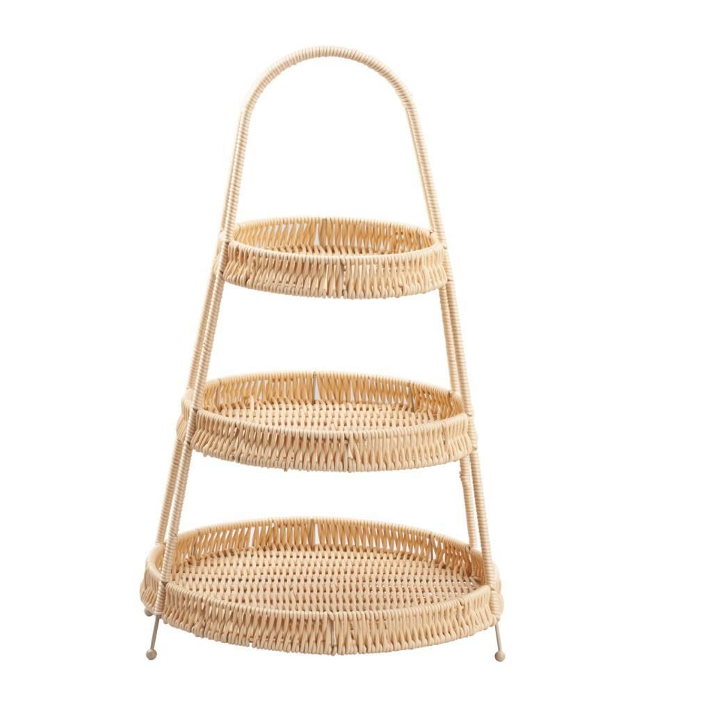 SENTETİK HASIR BEJ 3 KATLI YUVARLAK SUNUMLUK 50CM