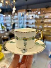 LAVANDER KOYU YEŞİL TEK KİŞİLİK TÜRK KAHVESİ FİNCANI