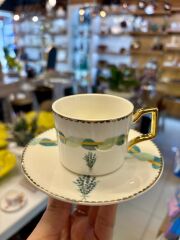 LAVANDER KOYU YEŞİL TEK KİŞİLİK TÜRK KAHVESİ FİNCANI