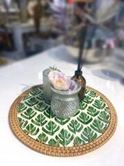 YEŞİL YAPRAK RATTAN SUPLA/DEKORATİF TEPSİ 30CM