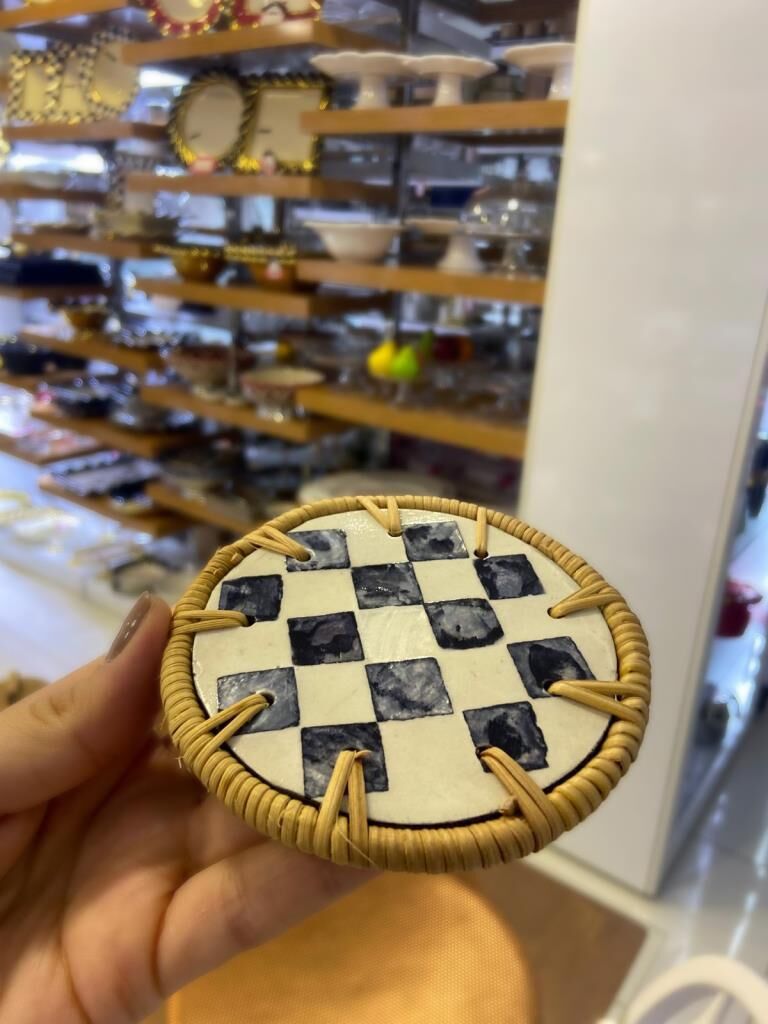 DAMALI SEDEFLİ TEKLİ BARDAK ALTLIĞI 10CM