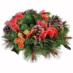 KIRMIZI YEŞİL NOEL ÇAM DEKOR/KAPI SÜSÜ 26CM