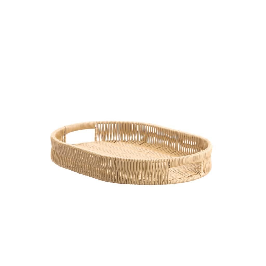 SENTETİK HASIR BEJ OVAL TEPSİ 20X30CM