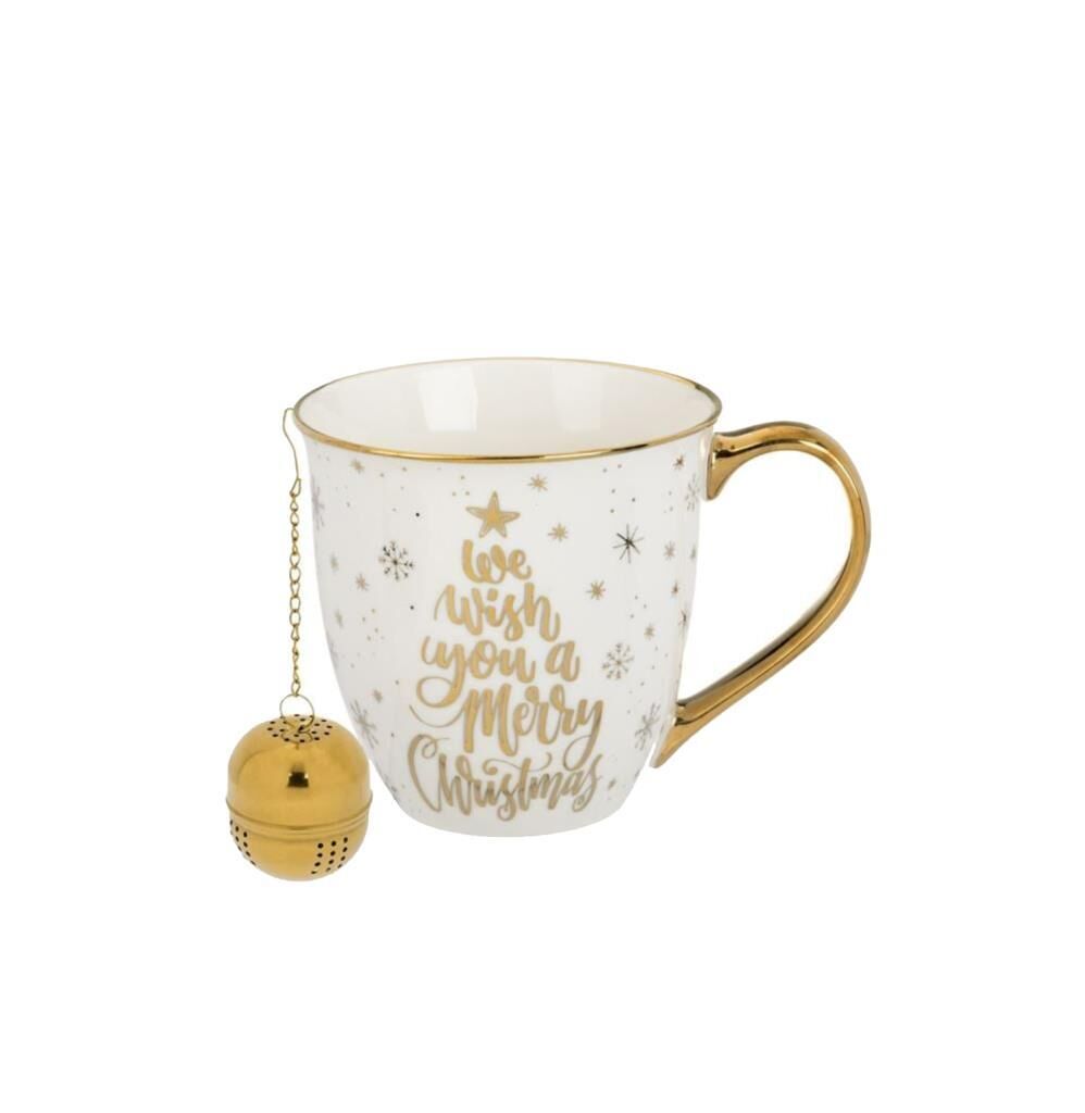 YILBAŞI BEYAZ ALTIN YALDIZLI BİTKİ ÇAYI KUPASI 610ML