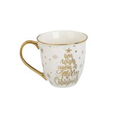 YILBAŞI BEYAZ ALTIN YALDIZLI BİTKİ ÇAYI KUPASI 610ML