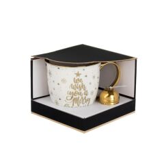 YILBAŞI BEYAZ ALTIN YALDIZLI BİTKİ ÇAYI KUPASI 610ML