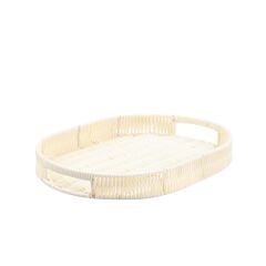 SENTETİK HASIR KREM OVAL TEPSİ 30X40CM