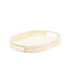 SENTETİK HASIR KREM OVAL TEPSİ 30X40CM