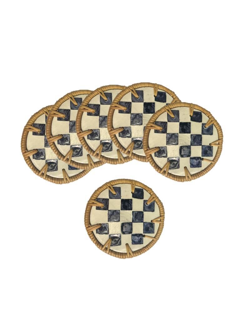 DAMALI SEDEFLİ 6'LI BARDAK ALTLIĞI 10CM