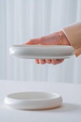 BIANCO LINEA TEKLİ PASTA TABAK 18CM