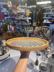 DAMALI YUVARLAK RATTAN TEPSİ 35X3CM