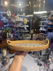 DAMALI OVAL RATTAN TEPSİ 30X20CM