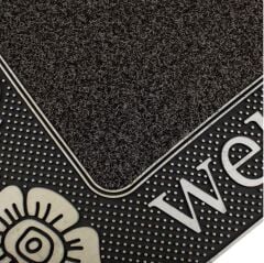 SİYAH KABARTMALI ÇİÇEKLİ KAPI ÖNÜ PASPASI 75X45CM