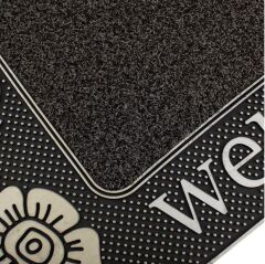 SİYAH KABARTMALI ÇİÇEKLİ KAPI ÖNÜ PASPASI 75X45CM