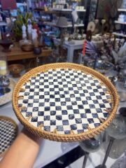 DAMALI YUVARLAK RATTAN TEPSİ 30X2CM