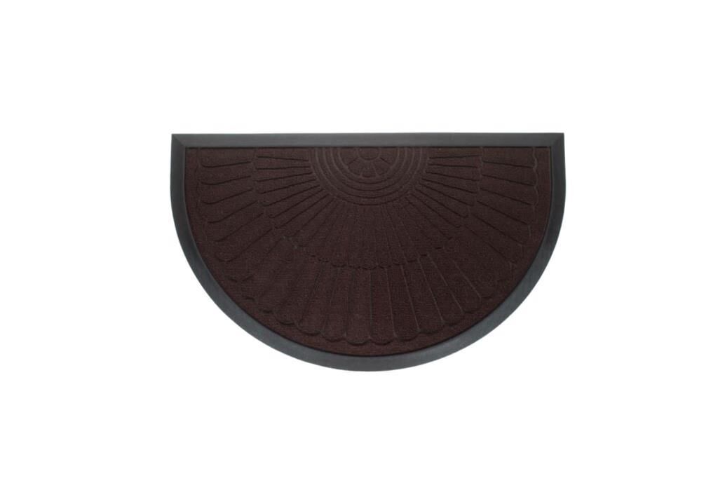 SİYAH KABARTMALI OVAL KAPI ÖNÜ PASPASI 75X45CM