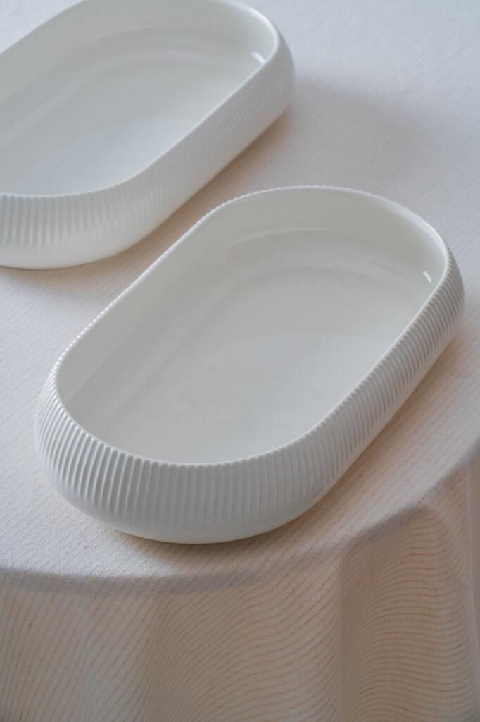 BIANCO LINEA OVAL DERİN KAYIK TABAK 18X35CM