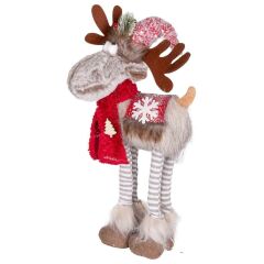 KIRMIZI GRİ IŞIKLI GEYİK NOEL DEKOR 25X8X50CM