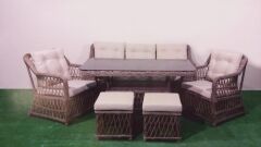 BAMBU RATTAN AÇIK KAHVE 5 KİŞİLİK OTURMA GRUBU
