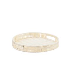 SENTETİK HASIR KREM YUVARLAK TEPSİ 35CM