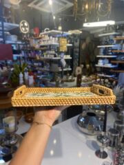 YEŞİL ÇİÇEK DİKDÖRTGEN RATTAN TEPSİ 29X20CM