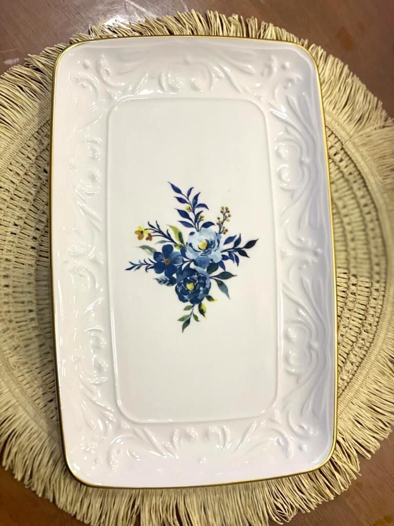 ROLYEF BLUE DİKDÖRTGEN SERVİS TABAK 31CM