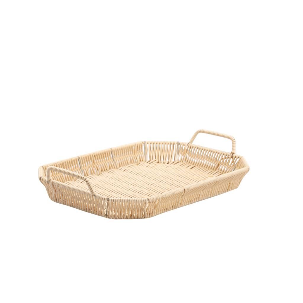 SENTETİK HASIR BEJ DİKDÖRTGEN TEPSİ 43X29CM