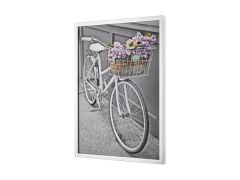 MOR ÇİÇEKLİ BİSİKLET DESENLİ DİKDÖRTGEN TABLO 52CM