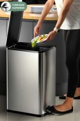 DİKDÖRTGEN PASLANMAZ ÇÖP KOVASI 40LT INOX