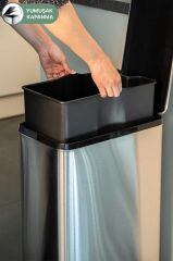 DİKDÖRTGEN PASLANMAZ ÇÖP KOVASI 40LT INOX