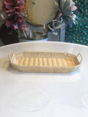 SENTETİK HASIR BEJ DİKDÖRTGEN TEPSİ 36X25CM