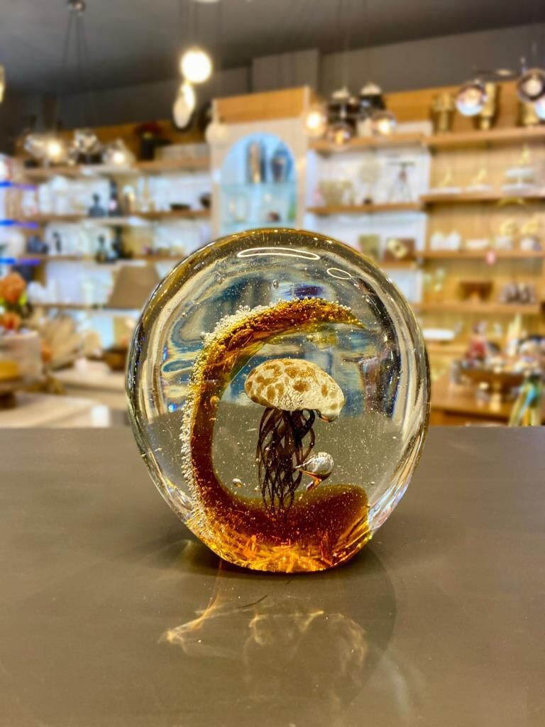 KRİSTAL CAM KAHVE DENİZ ANASI DEKOR 12X11CM